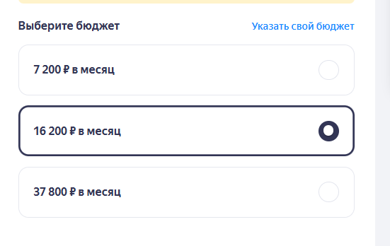 Выбор месячного бюджета